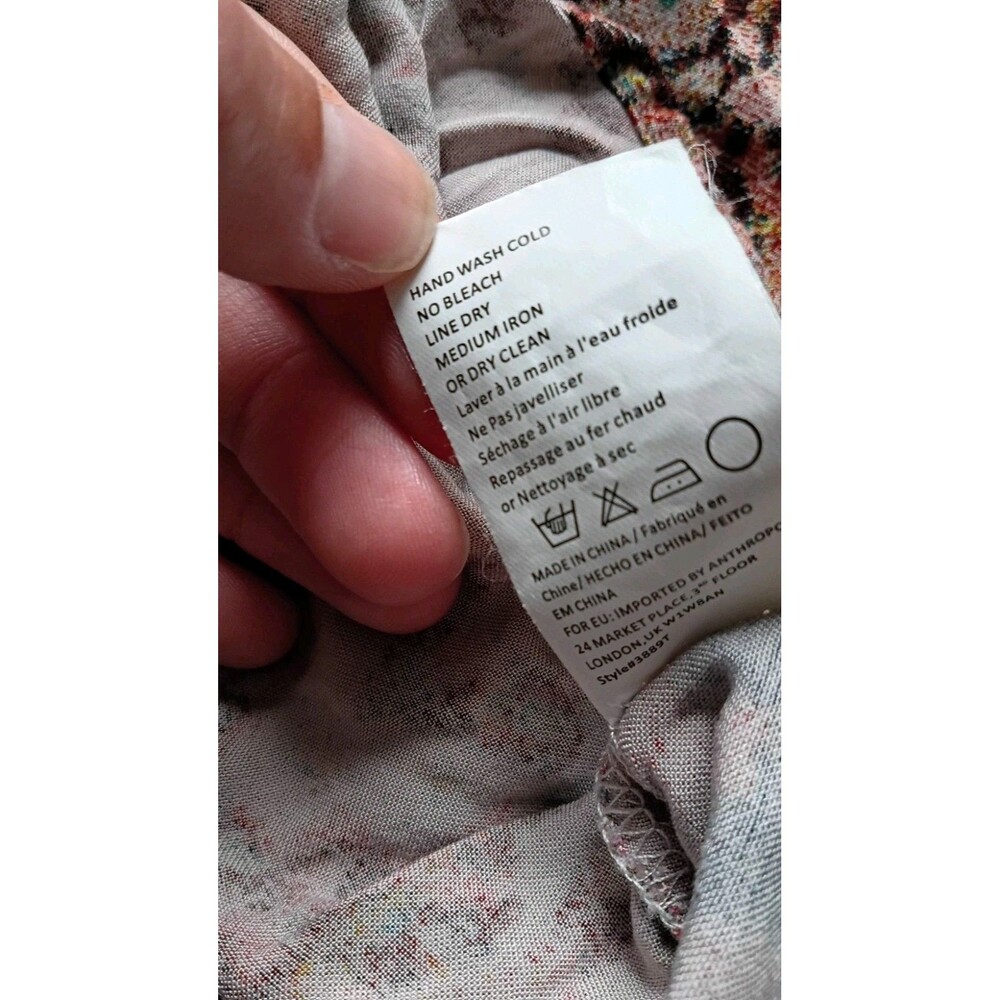Anthropologie Tiny Patchwork Floral Boho Dress Medium Crochet Prairie Cottagecor - Picture 15 of 16